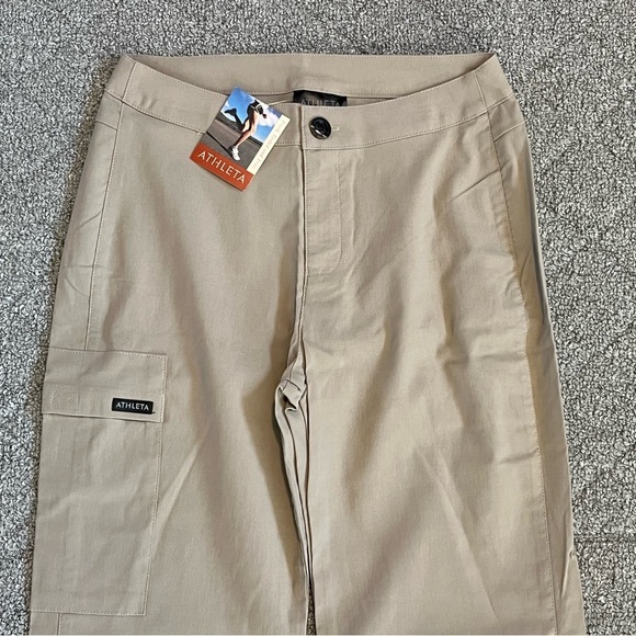 Athleta Alpine Stretch Pant Womens Small Tall Khaki 17418 Cargo Zip Hem NWT - Picture 2 of 11